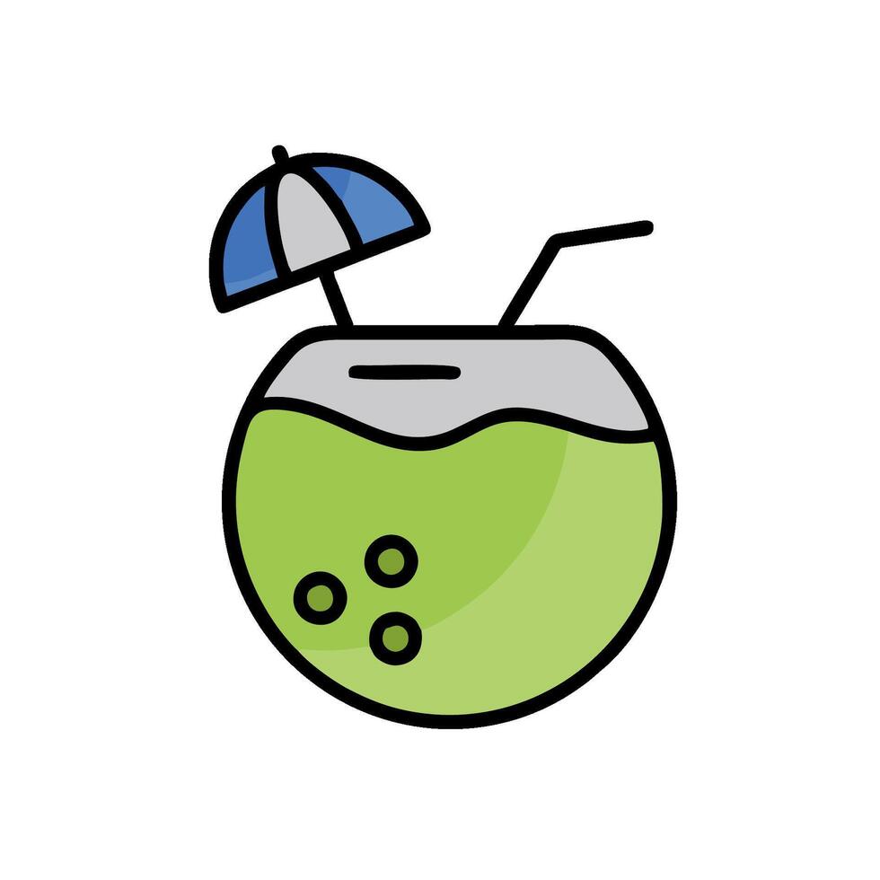 A drink with a straw and umbrella icon vector