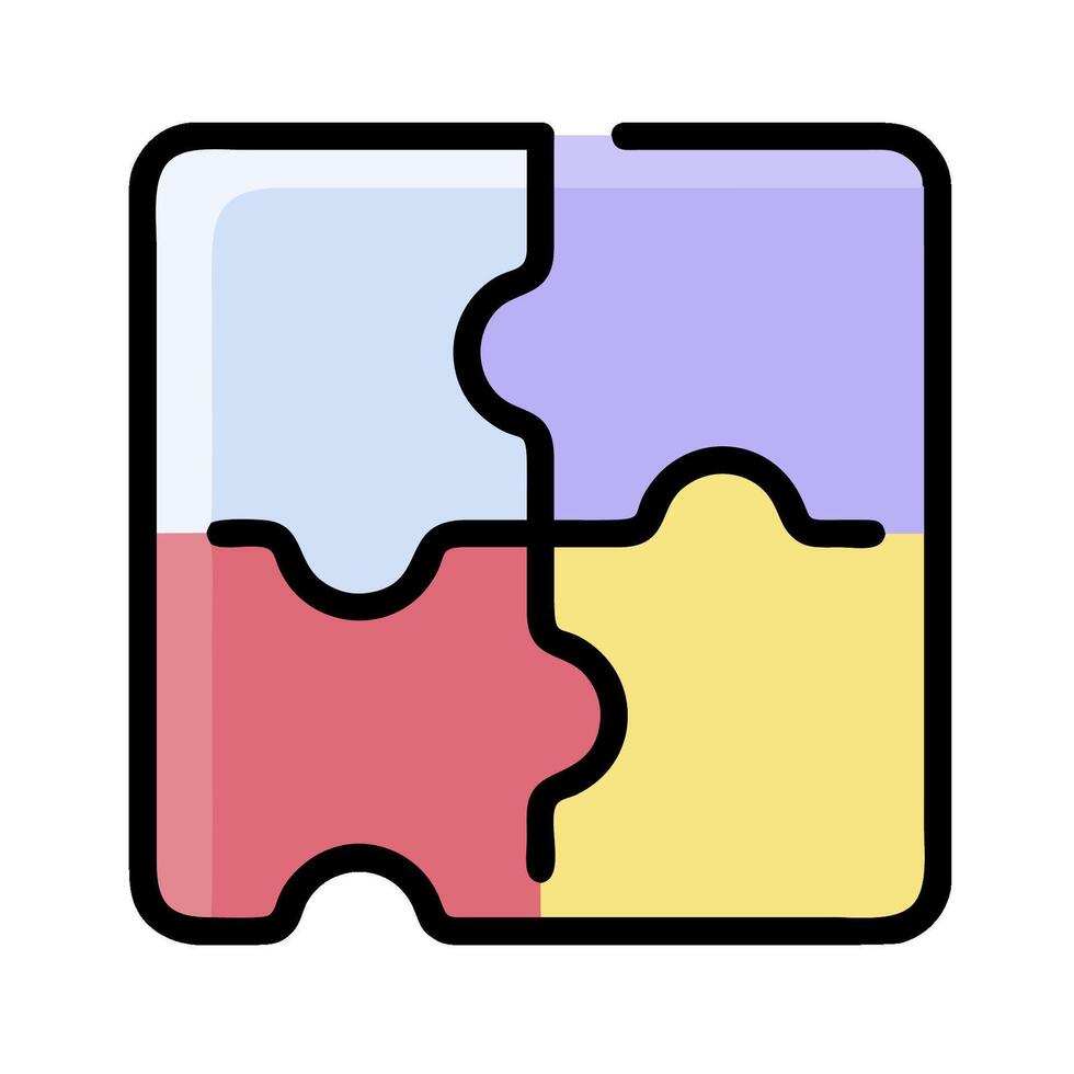 A puzzle piece with four pieces in different colors vector