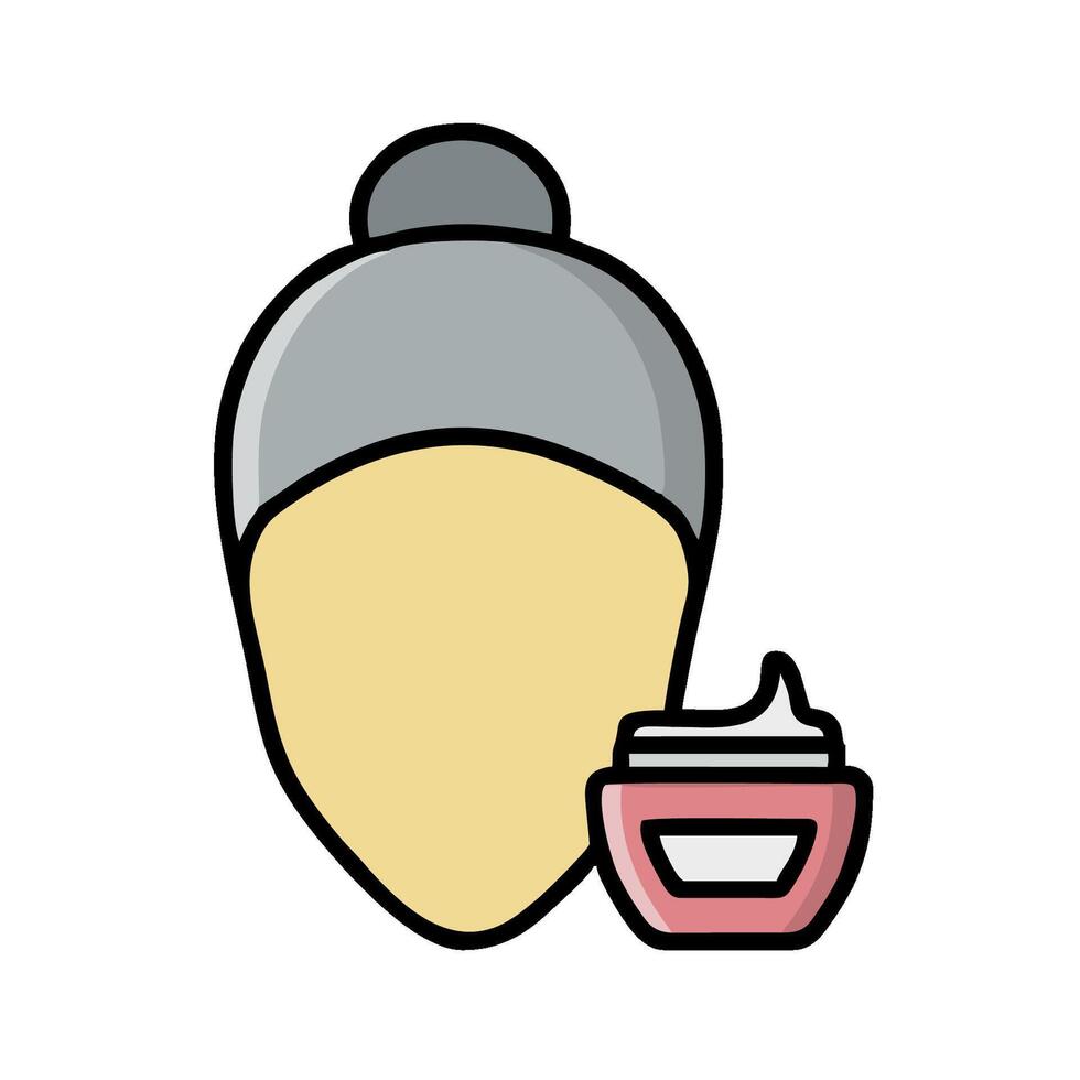 A woman with a hat and cream on her face vector