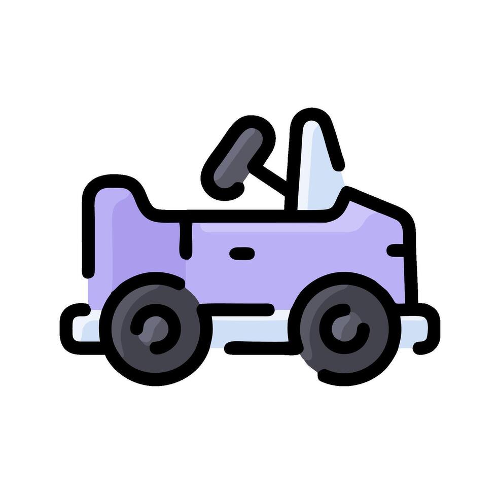 A purple toy car with a steering wheel on top vector