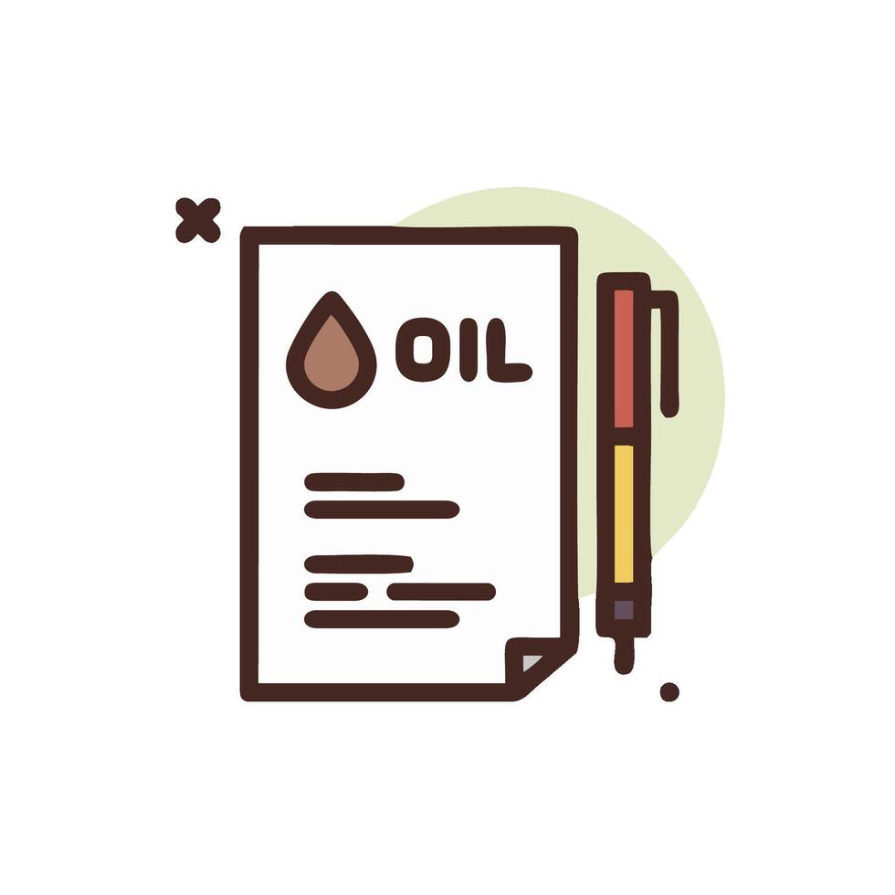 Oil document icon with pen and paper vector
