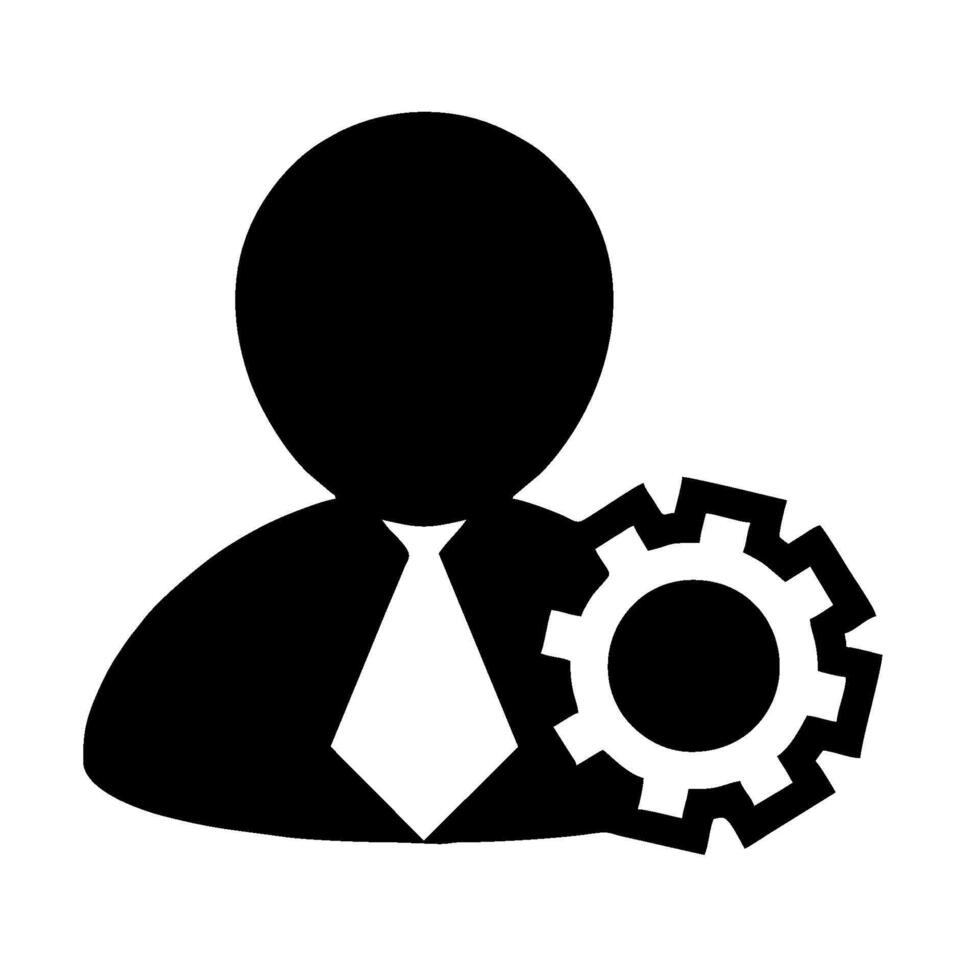 A person with a tie and a gear wheel vector