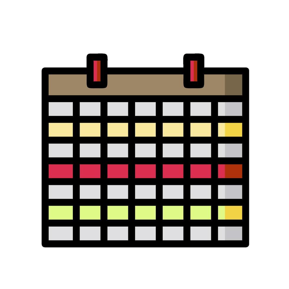A calendar icon with a red, yellow and green color scheme vector