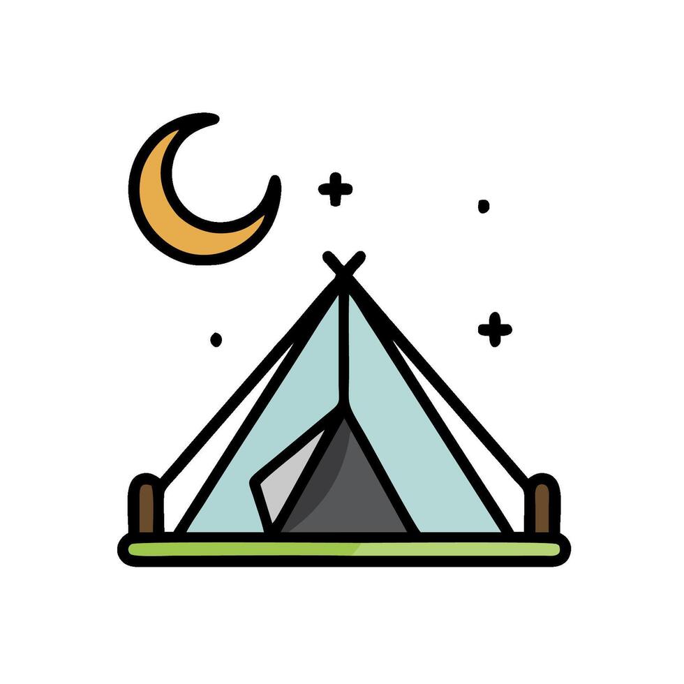 A tent with a moon and stars on it vector