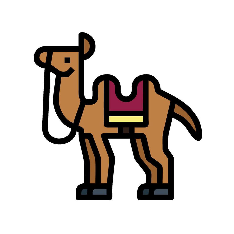 A camel is standing in front of a white background vector