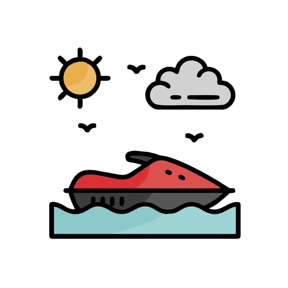 Jet ski boat in the ocean illustration vector