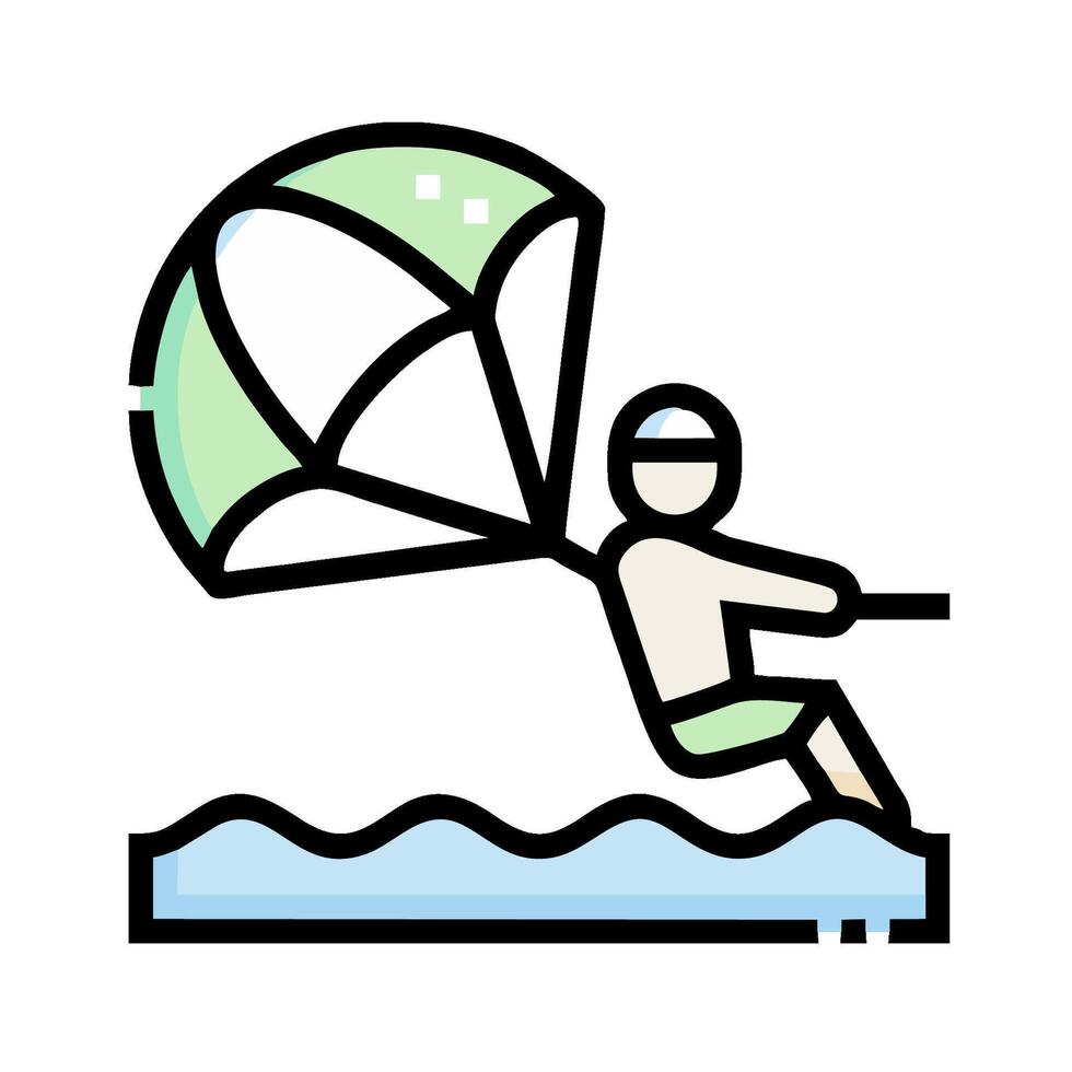 A person is riding a kite on a wave vector