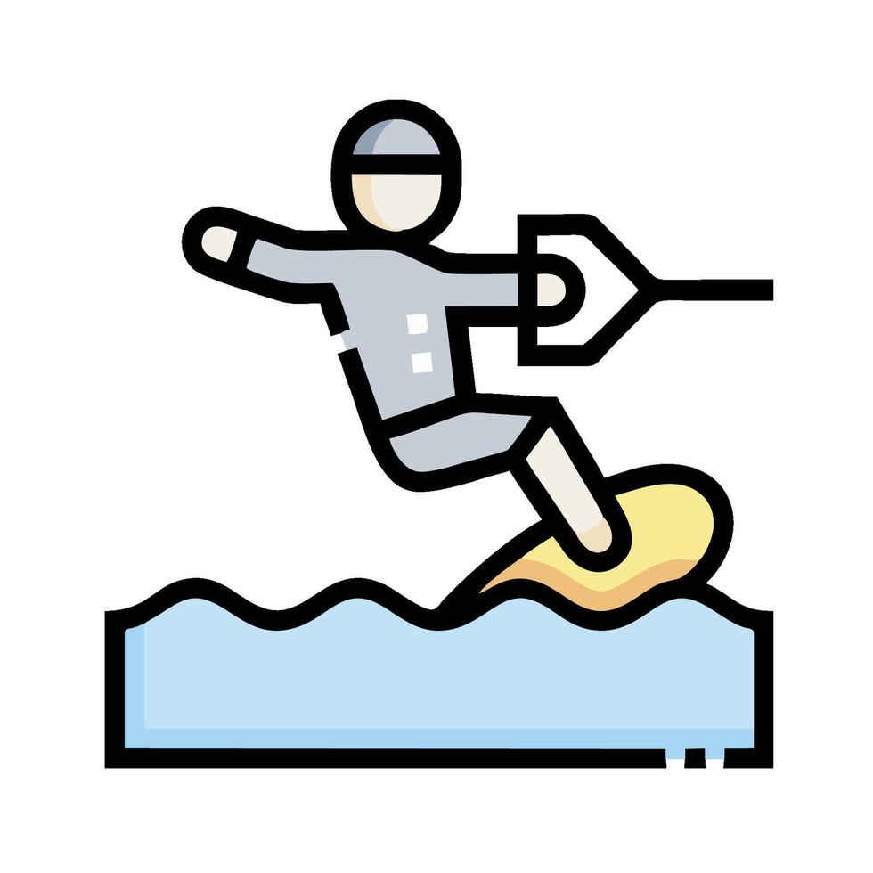 A man is riding a surfboard on a wave vector