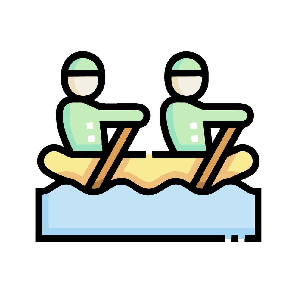 Two people in a boat with a paddle vector