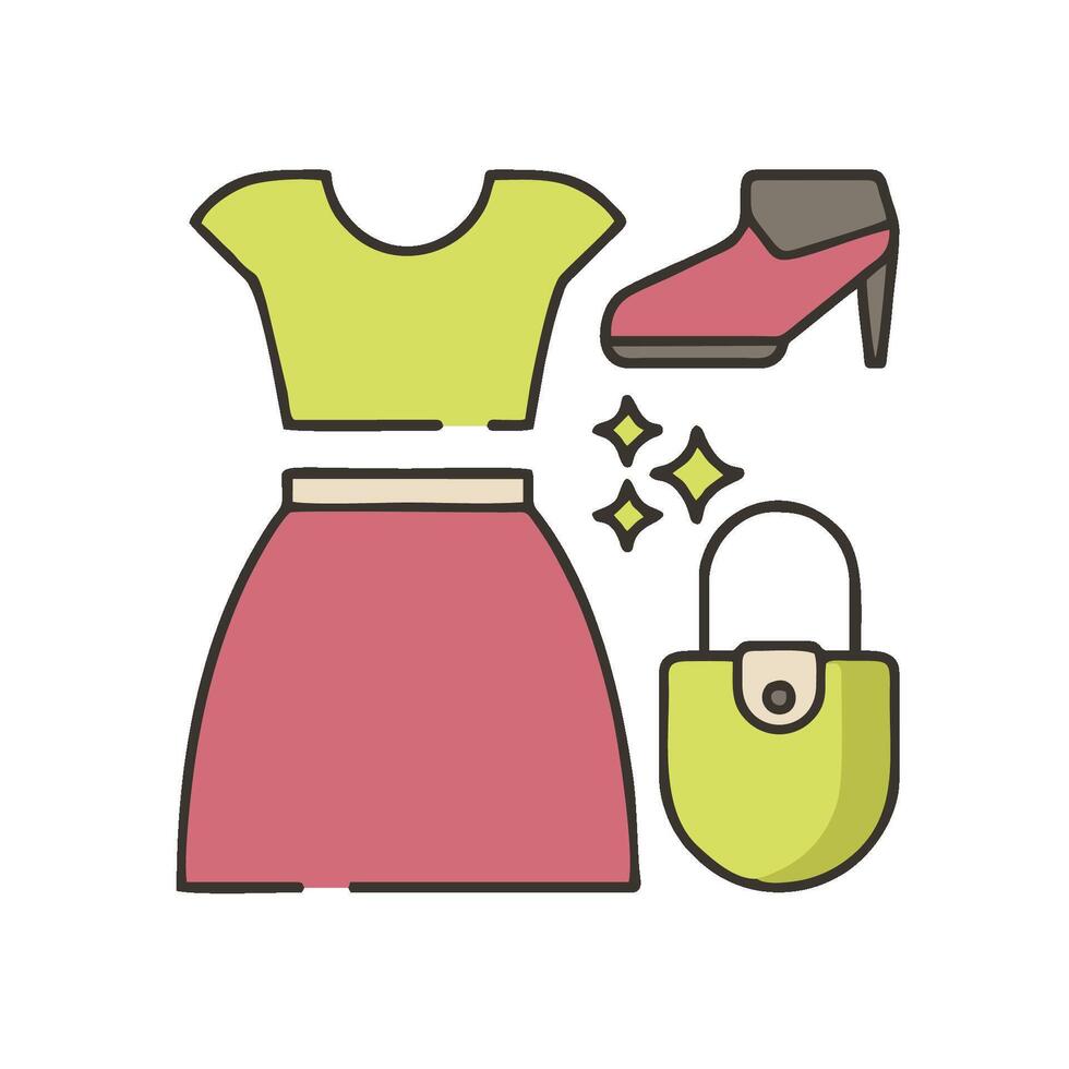 A pink dress, shoes and purse vector