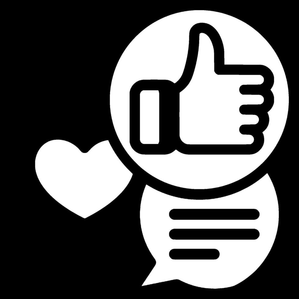 A thumbs up and heart icon with a speech bubble vector