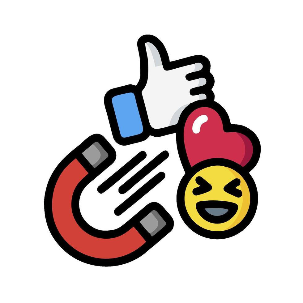 A heart and a magnet with a thumbs up vector
