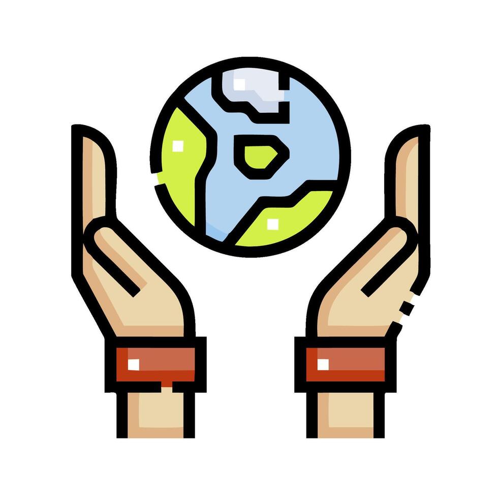 Hands holding a globe icon vector
