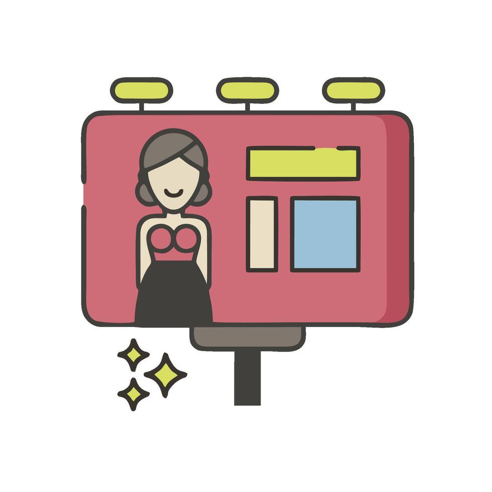 A woman is standing in front of a billboard vector