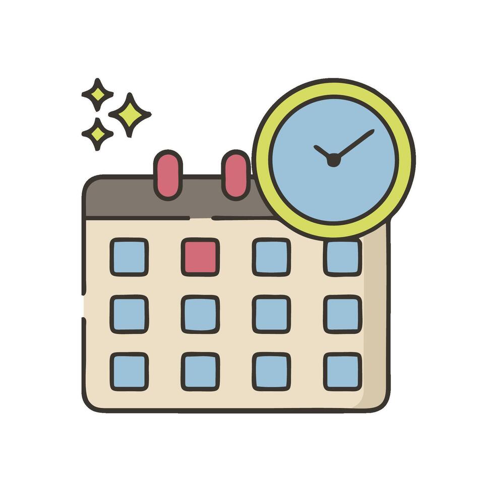 Calendar icon with clock and calendar vector