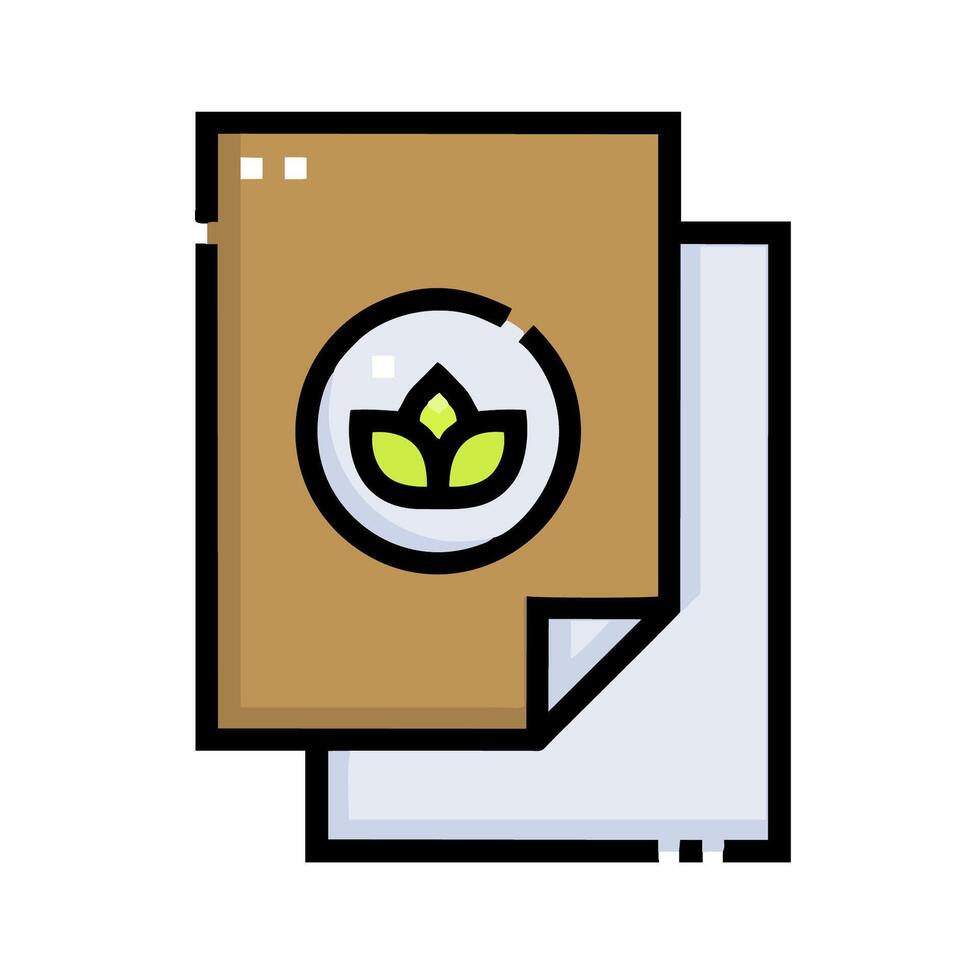 A brown paper bag with a leaf on it vector