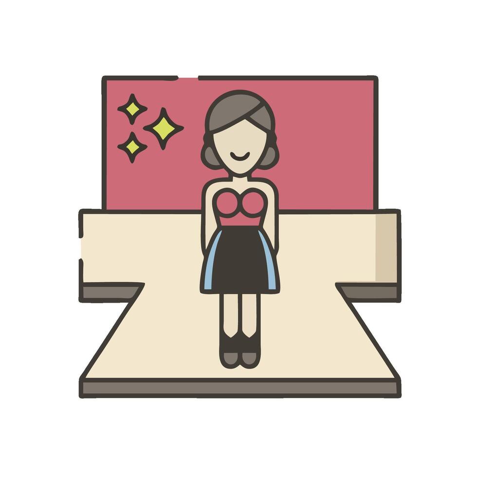 A woman standing on a stage with a microphone vector