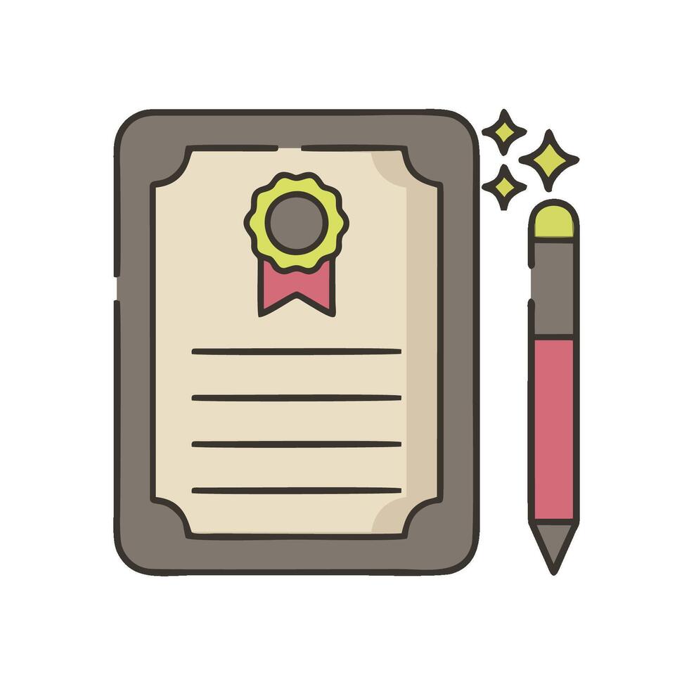 Certificate of completion and pen icon illustration vector