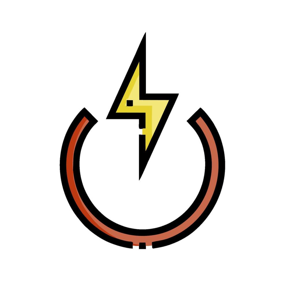 A lightning bolt is shown in a circle with a yellow and orange outline vector
