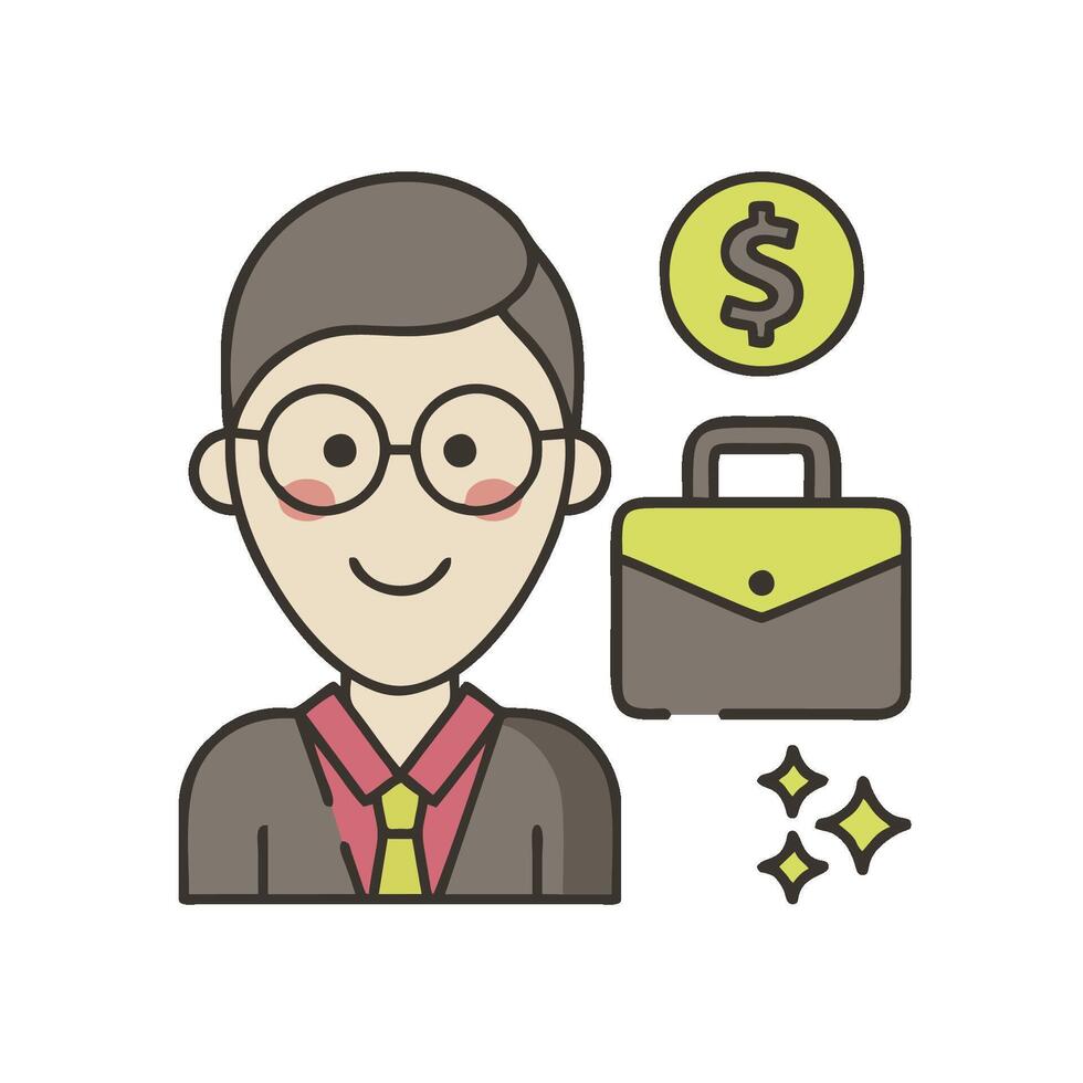 Businessman with briefcase and money icon vector