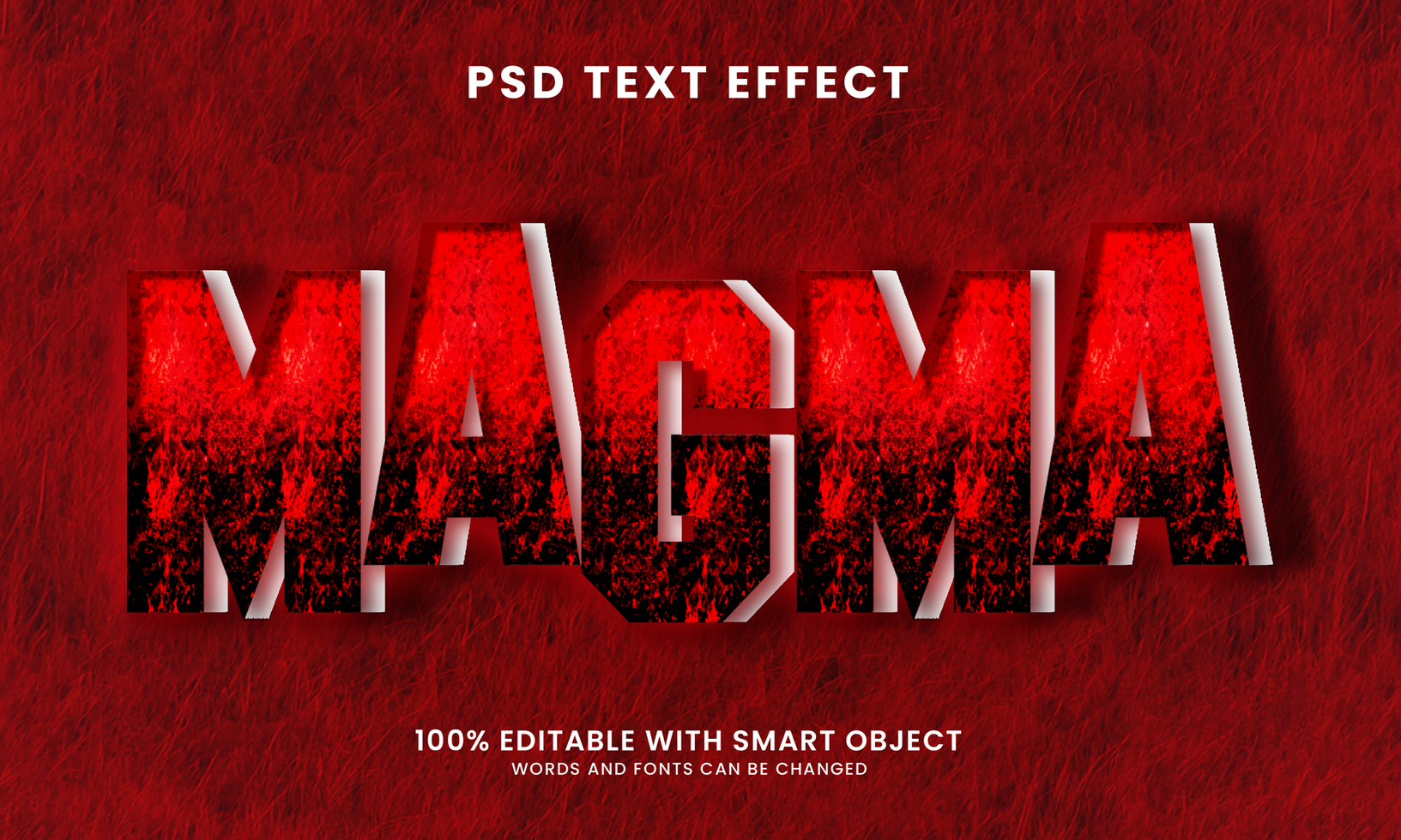 Red magma text effect psd