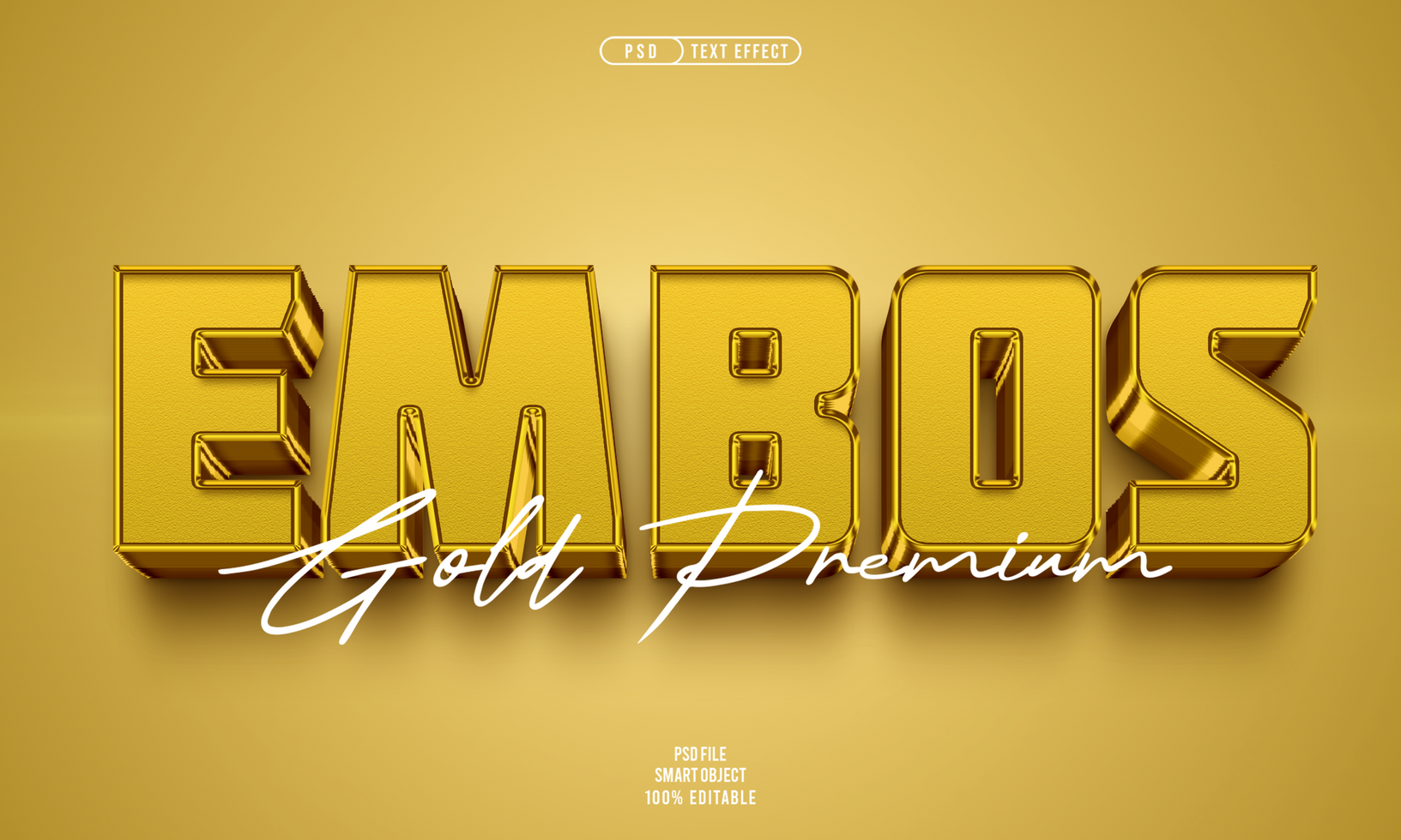 Gold embos 3D text Effect psd
