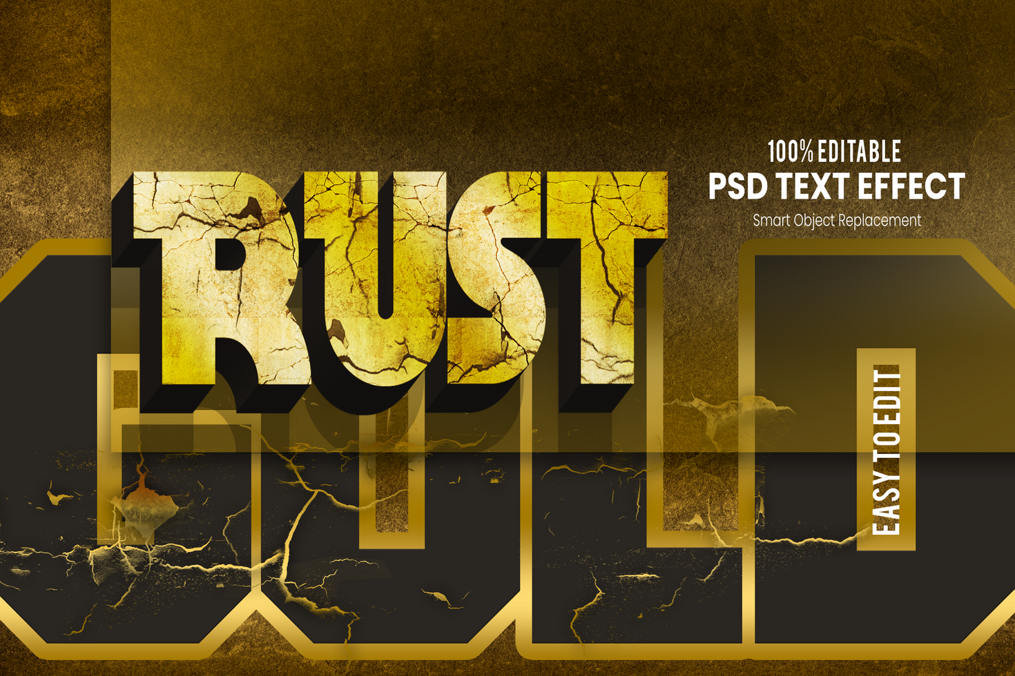 Rusty Gold Editable text effect psd