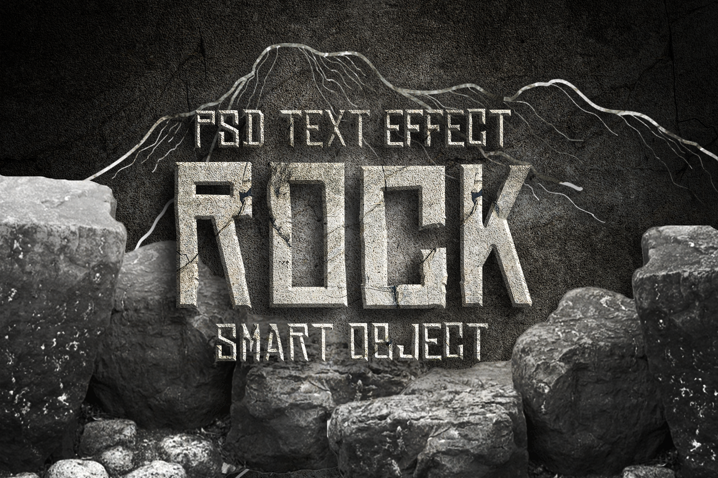 Crack Wall texture editable text effect psd