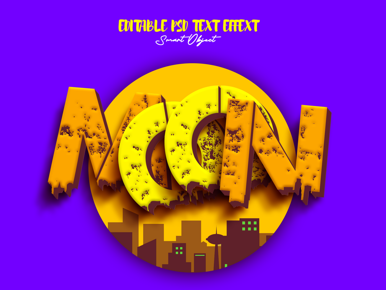 Moon 3d editable text effect psd