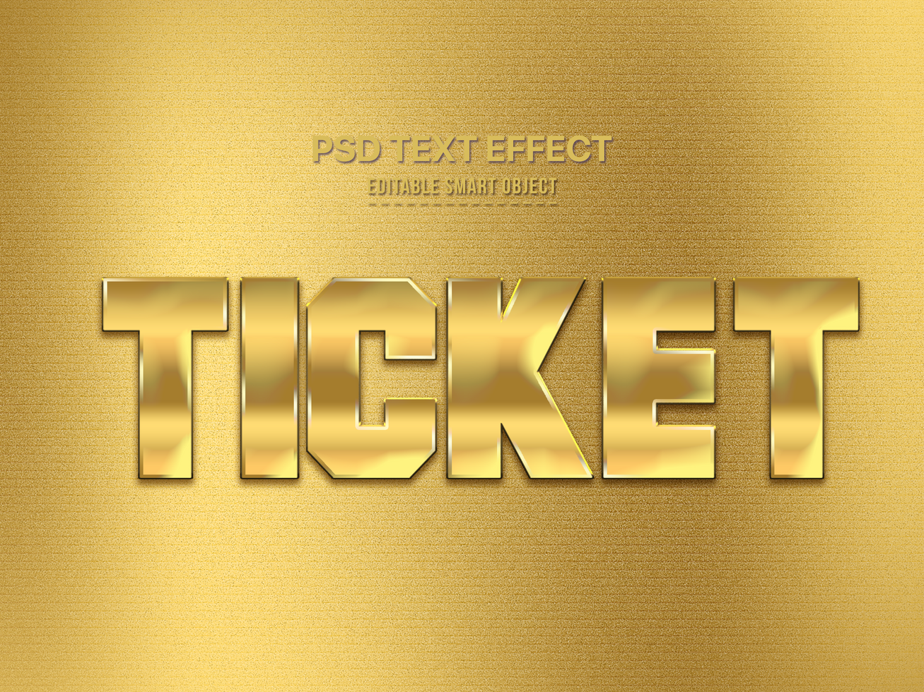 Ticket effect with gold foil background psd