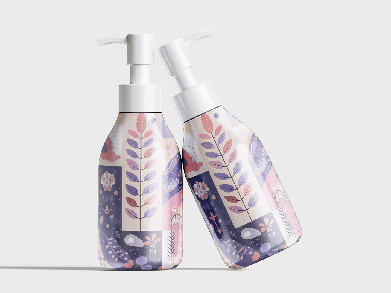 Plastic bottle with dispenser pump for liquid soap , gel or foam. Blank product packaging mockup template design for advertising. psd