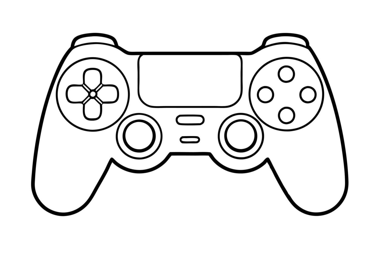 a black and white silhouette of a playstation 4 controller the controller is facing the viewer the vector