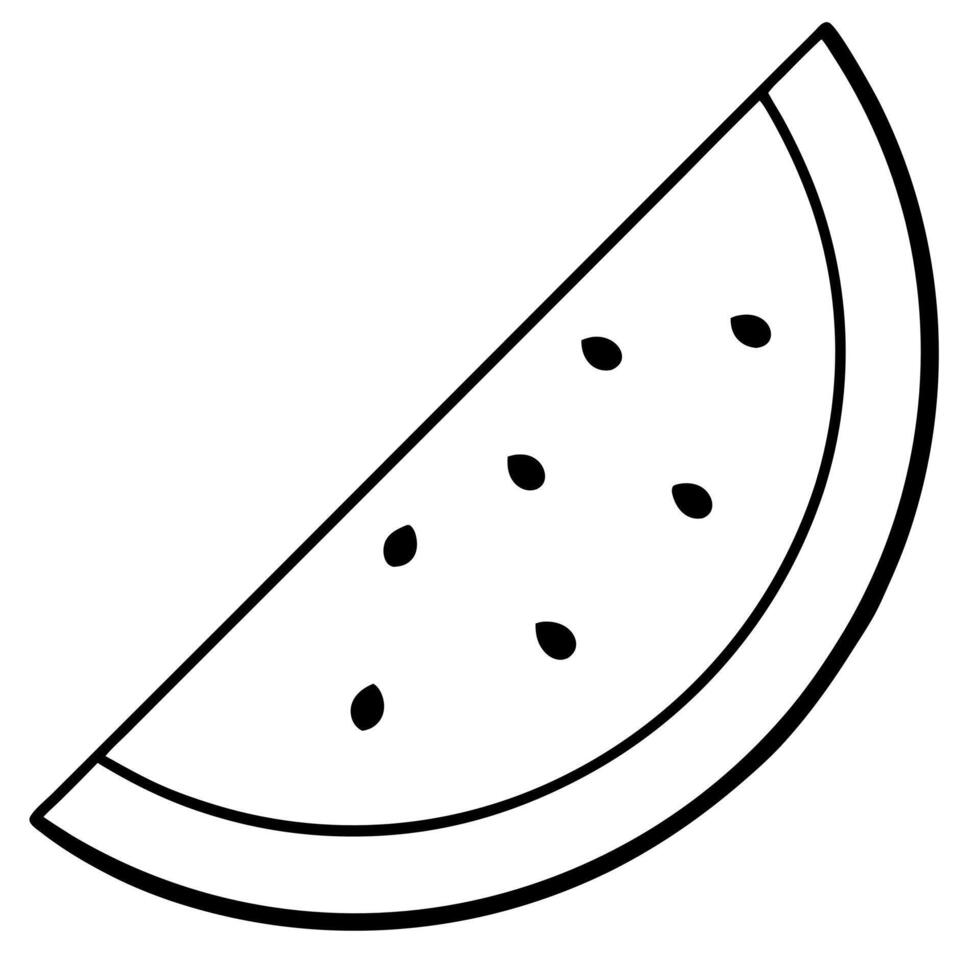 watermelon slice, illustration line art vector