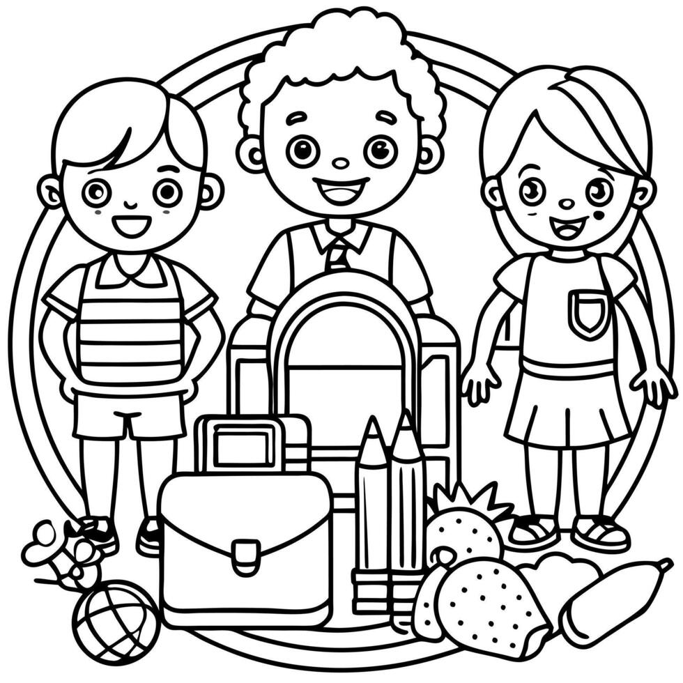 back to school, illustration line art vector