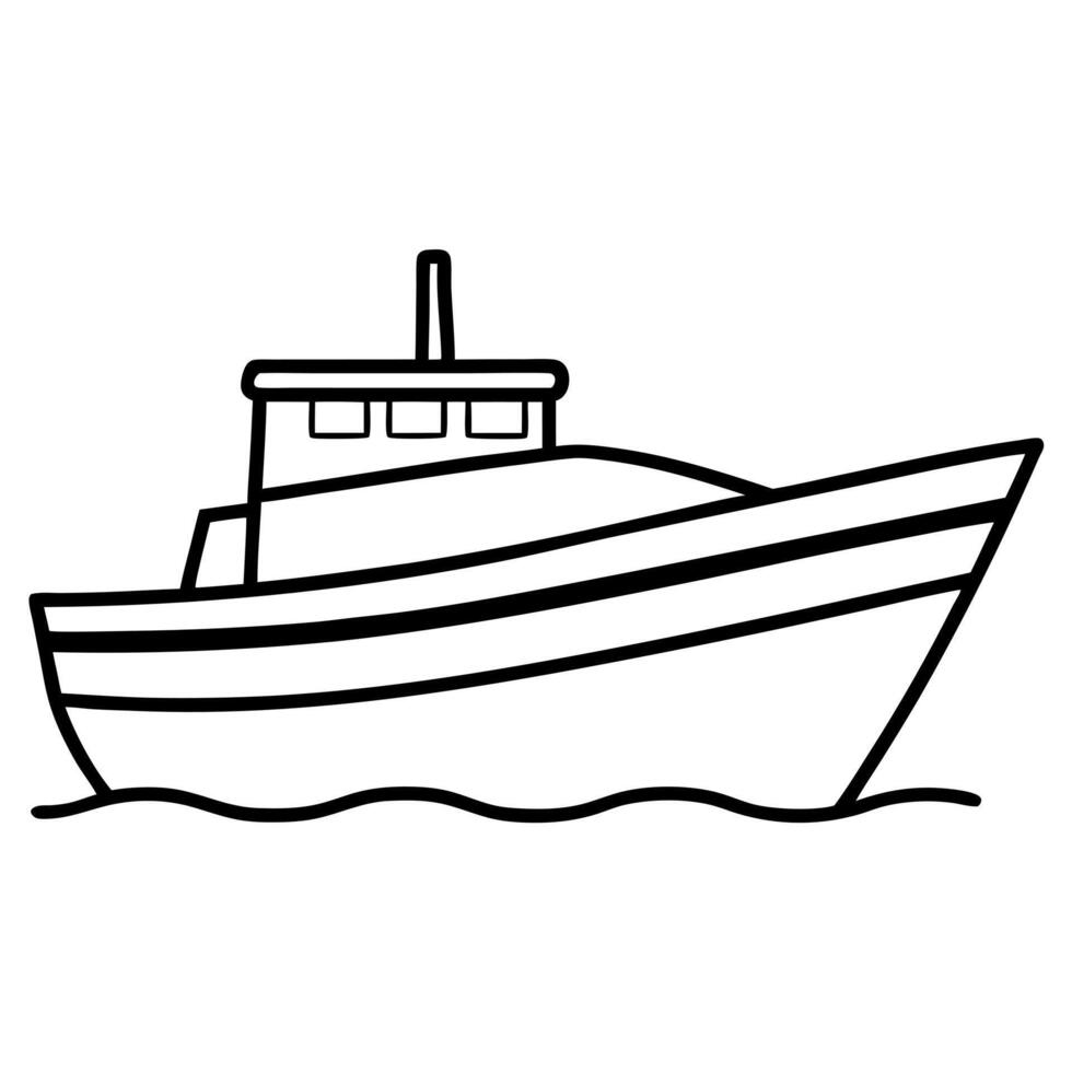 boat silhouette icon, illustration line art vector