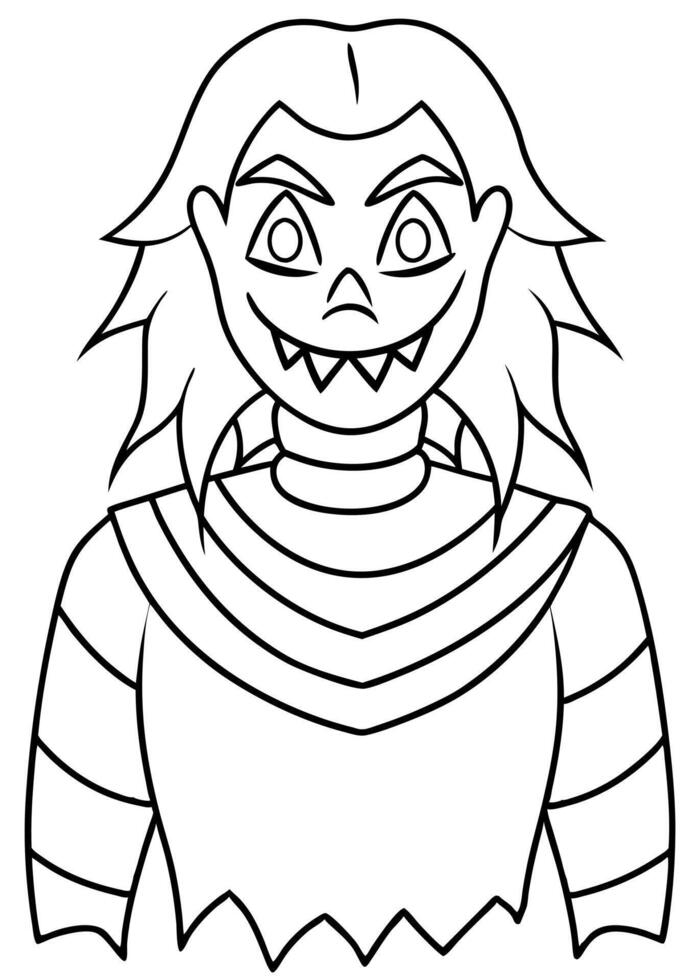 a coloring page of an halloween dread with no color just black lines, illustration line art vector