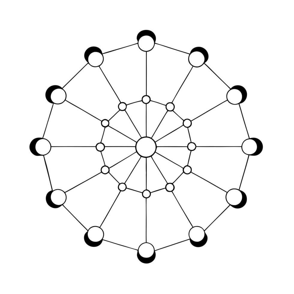 the circle neural network, illustration line art vector