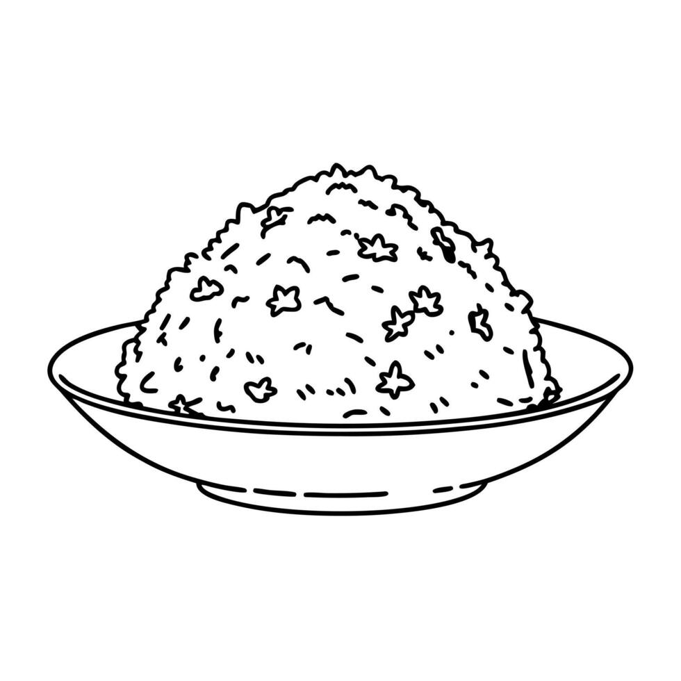 khao pad fried rice, illustration line art vector