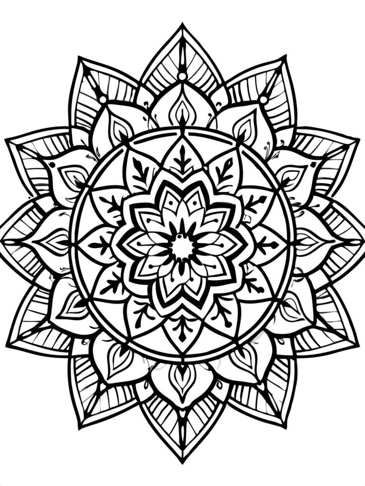 perfect and detailed rounded mandala that blends complex geometric patterns with traditional vector