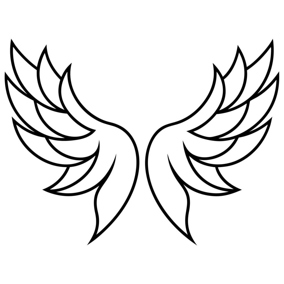 minimalist angel wings, simmetry, illustration line art vector