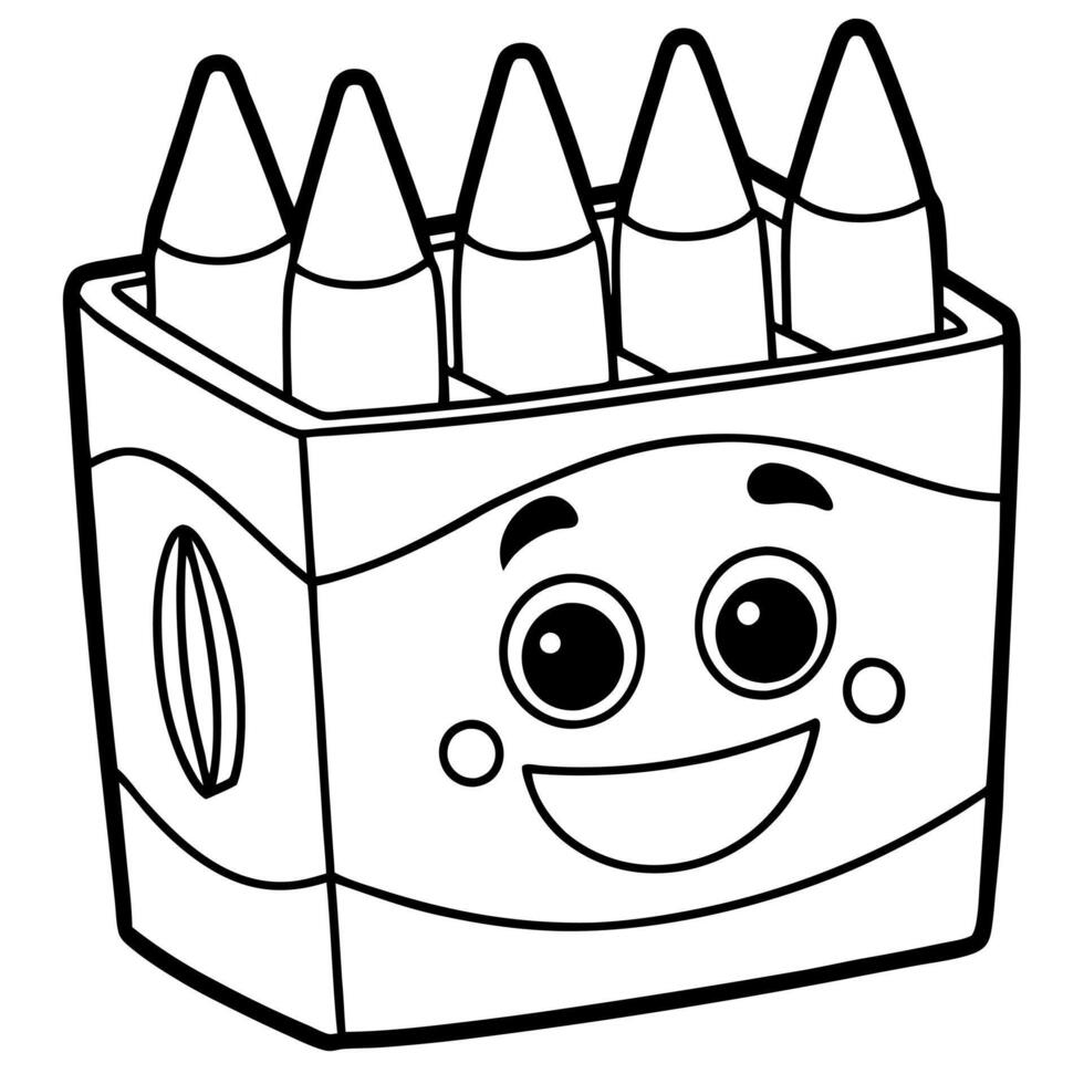 a cute smiling rectangular box that can hold a crayons, inviting toddlers to test their colors vector