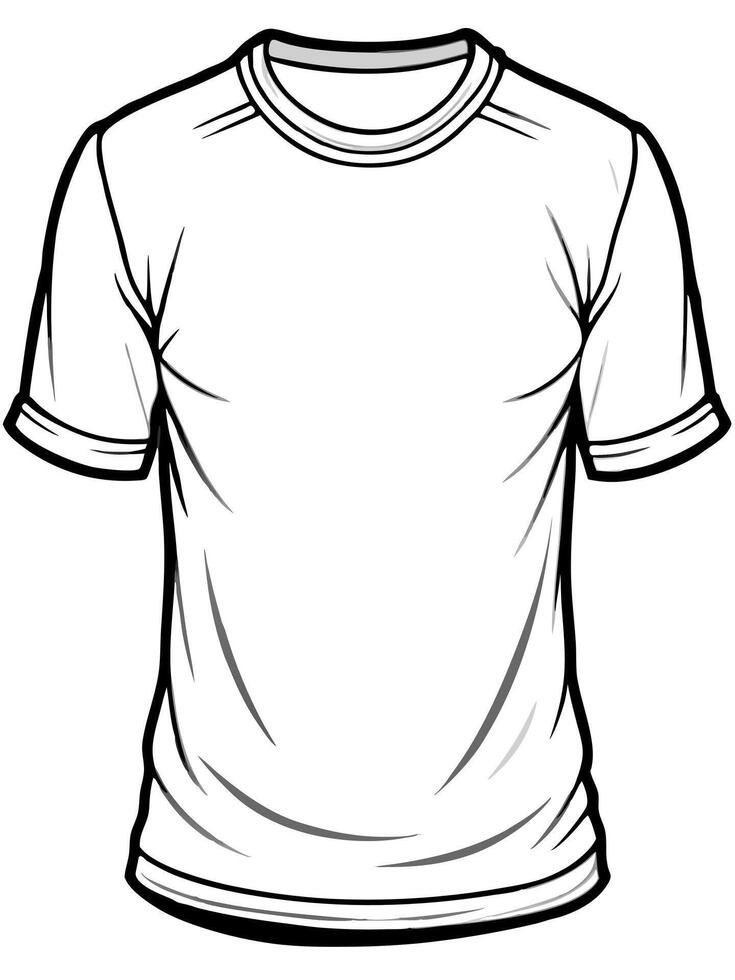 blank white t-shirt on black background for t-shirt mockups clean surface, illustration line vector