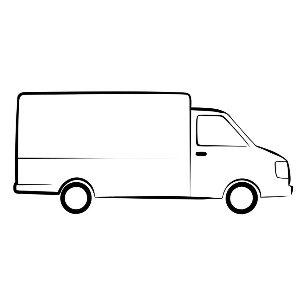 delivery truck, illustration line art vector