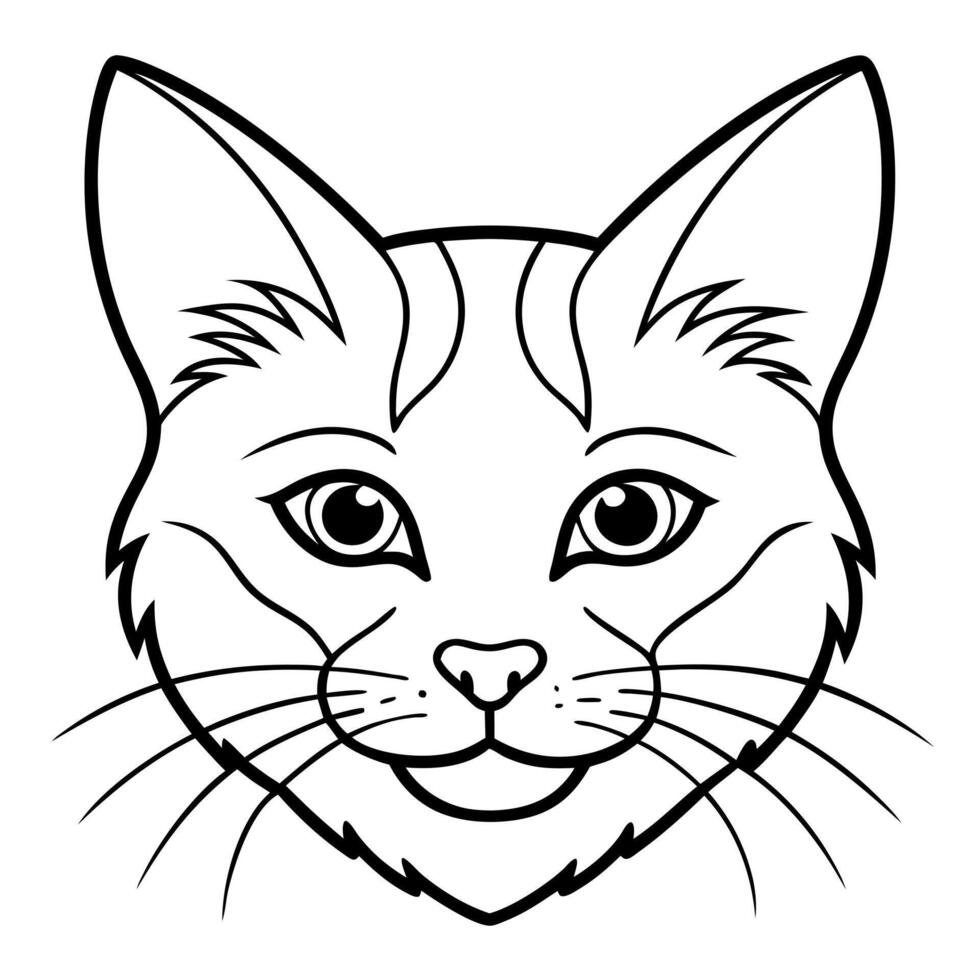 a cat face design, illustration line art vector