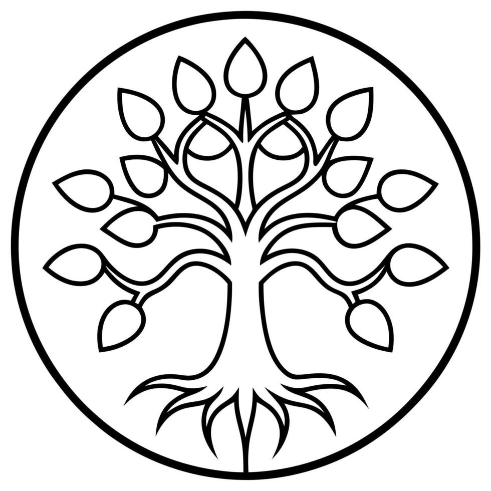 tree of life mandala, illustration line art vector