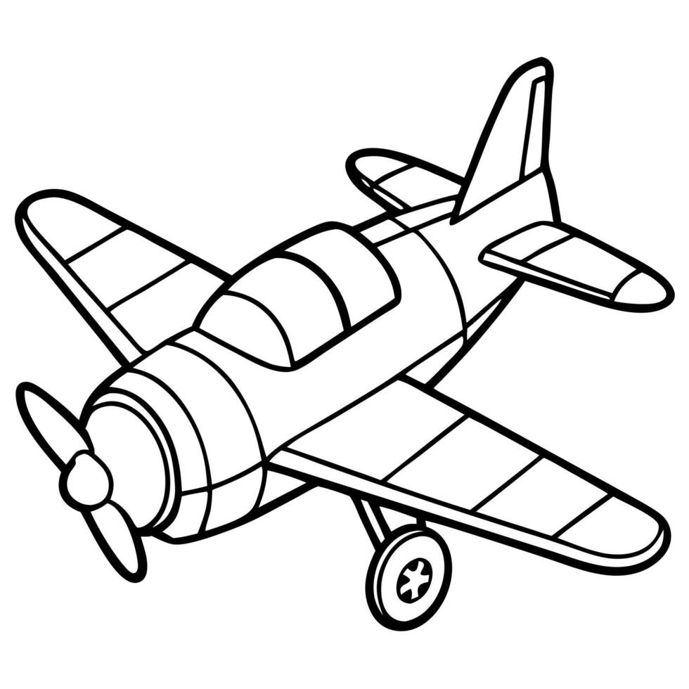 cartoon, realistic simple airplane, illustration line art vector