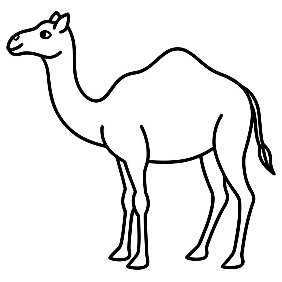 make a camel black and white, illustration line art vector