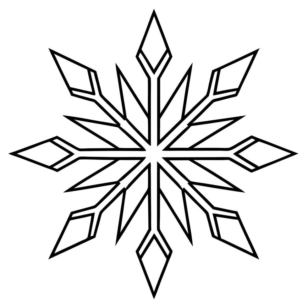 3d rendering of dynamic snowflakes silhouette line art, illustration line art vector