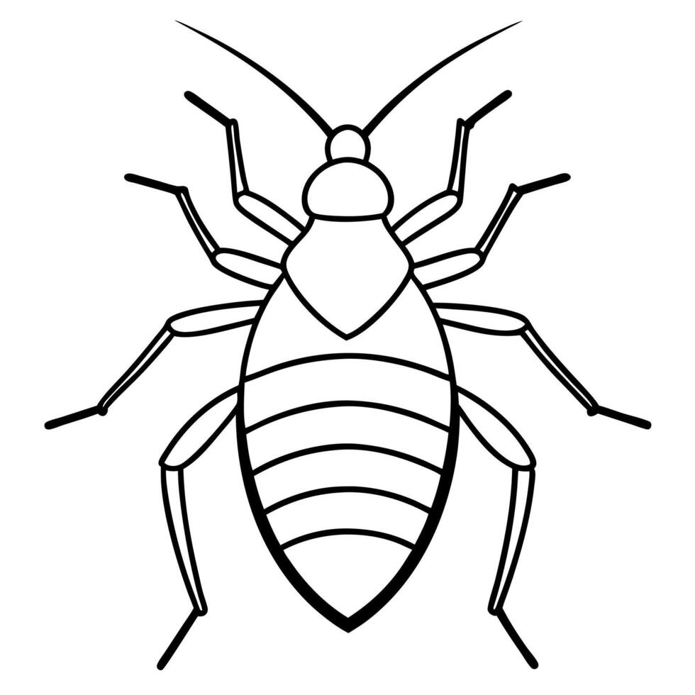 A black and white drawing of a cockroach vector