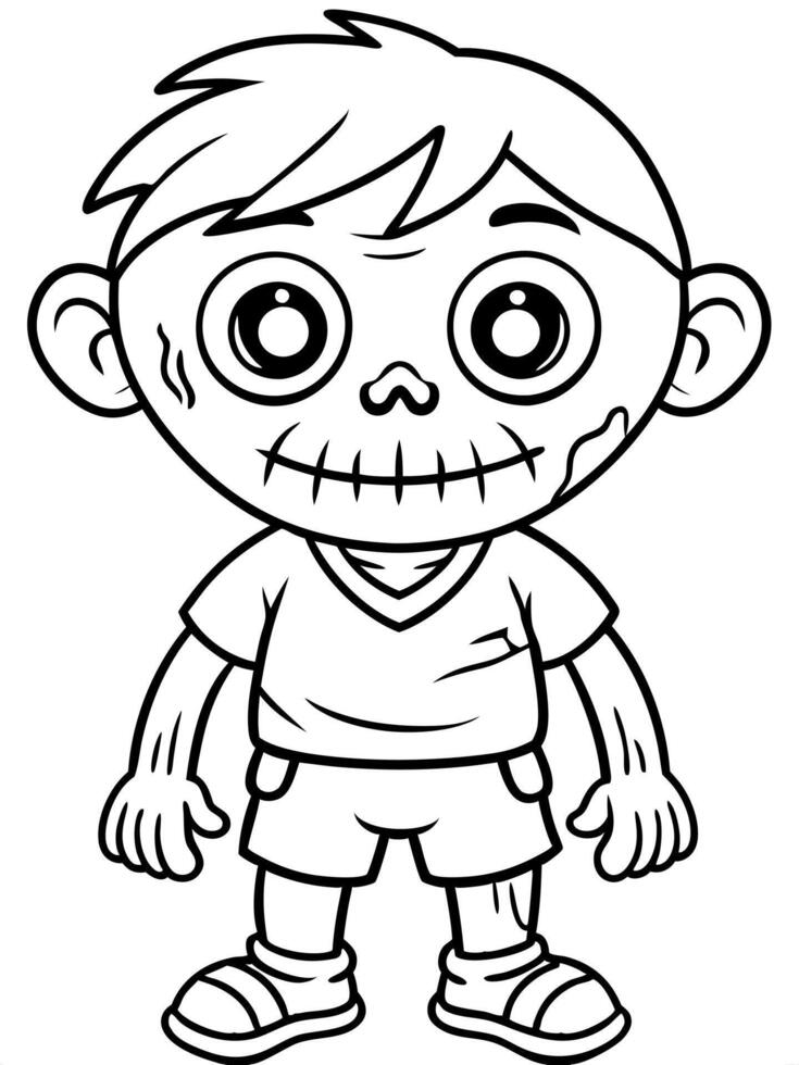A cartoon boy with a skull face and eyes vector